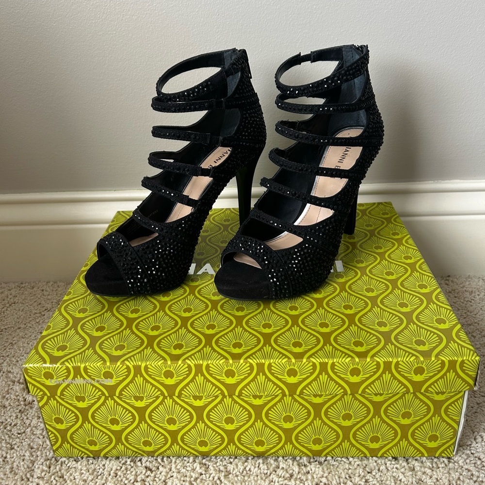 Gianni Bini Onessa Black Rhinestone Platform High-Heel Pumps